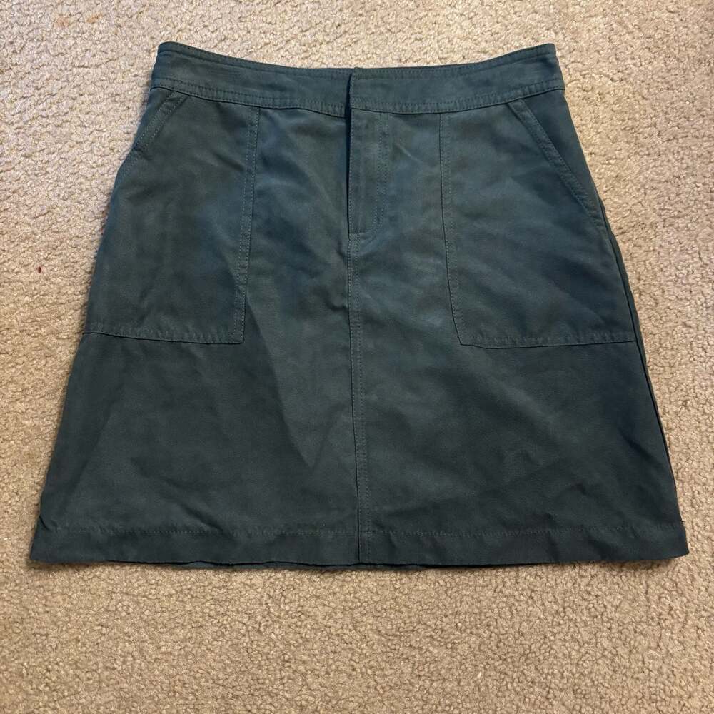 Banana Republic Dark Green Suede-Effect Polyester Mini Skirt